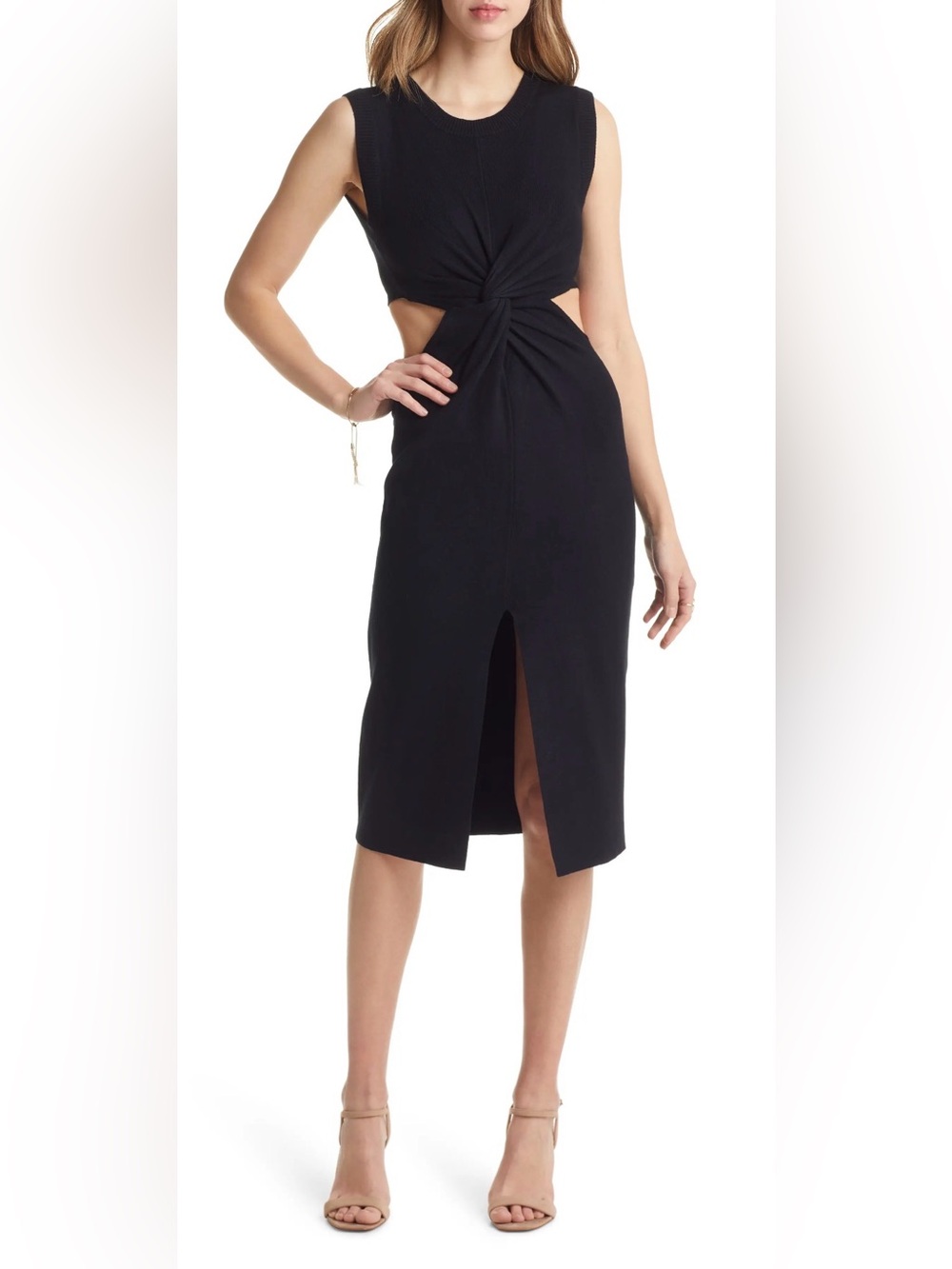 VICI Black Twist-Front Cutout Knit Dress Size Extra Small NWT